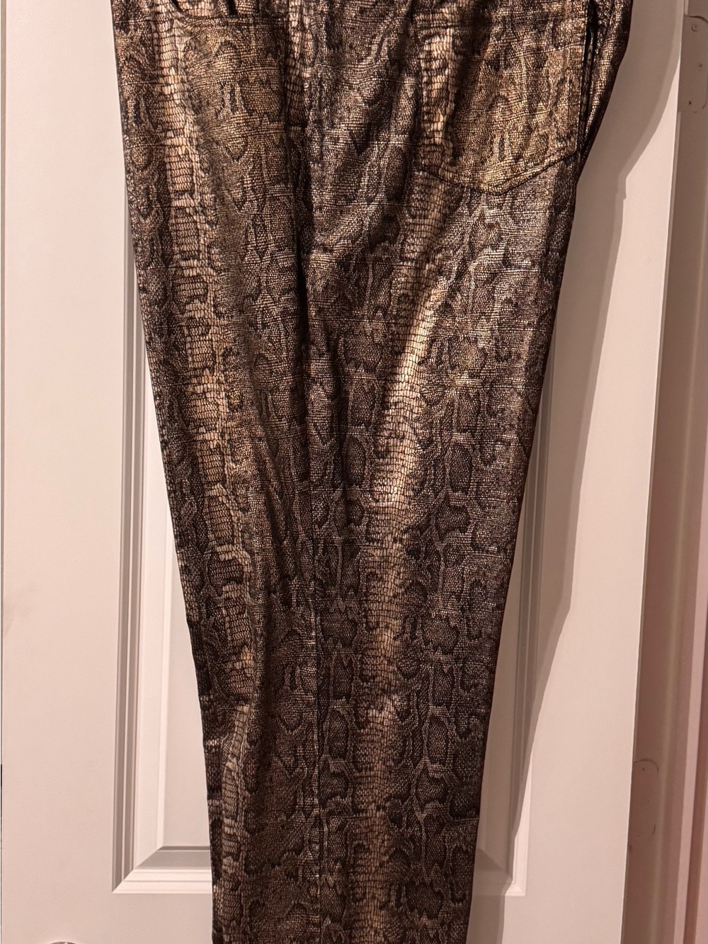 Jones New York Metallic Snake-Print Skinny Pants in Brown and Black